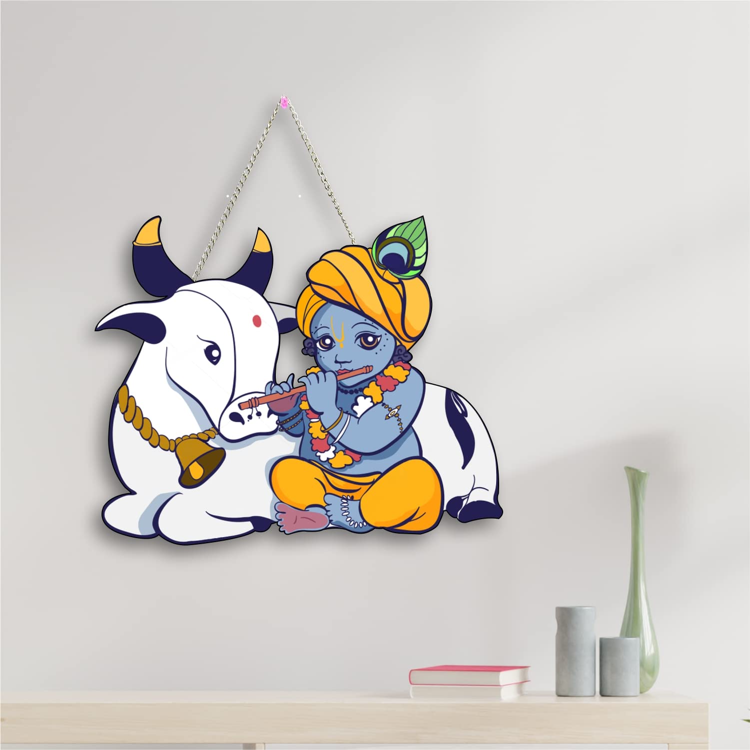 Nupur Studios"Cute Lord Krishna" Wall Hanging Decoration for Home | Gift | Office | Bedrooms | Pooja Room, Wall Decoration for Living Room | Artworks Hangings | Calm Vibes | Positive Vibes
