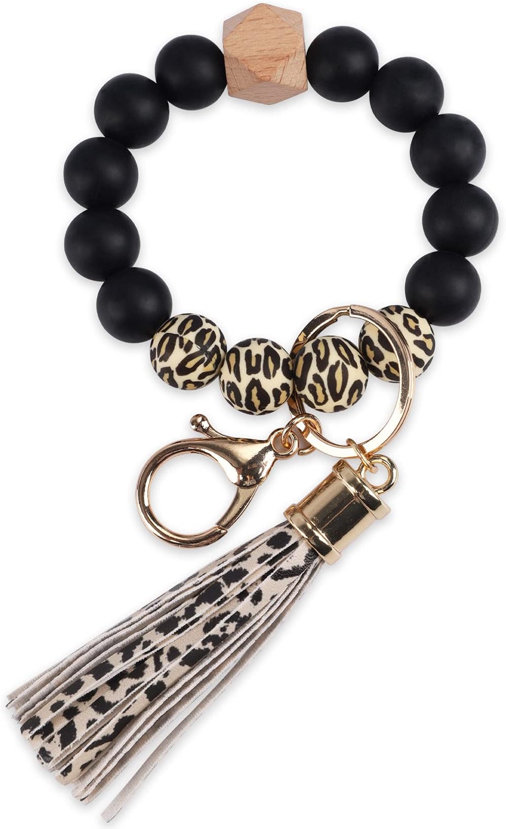 GIEMSONSilicone Key Ring Bracelets Wristlet Keychain Car Beaded Key Ring Bangle Chains for Women
