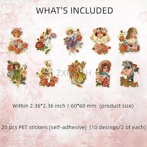 Pegatinas de PET para álbum de recortes, kit de belleza entre flores, papel estético, diario, planificador de diario basura, suministros