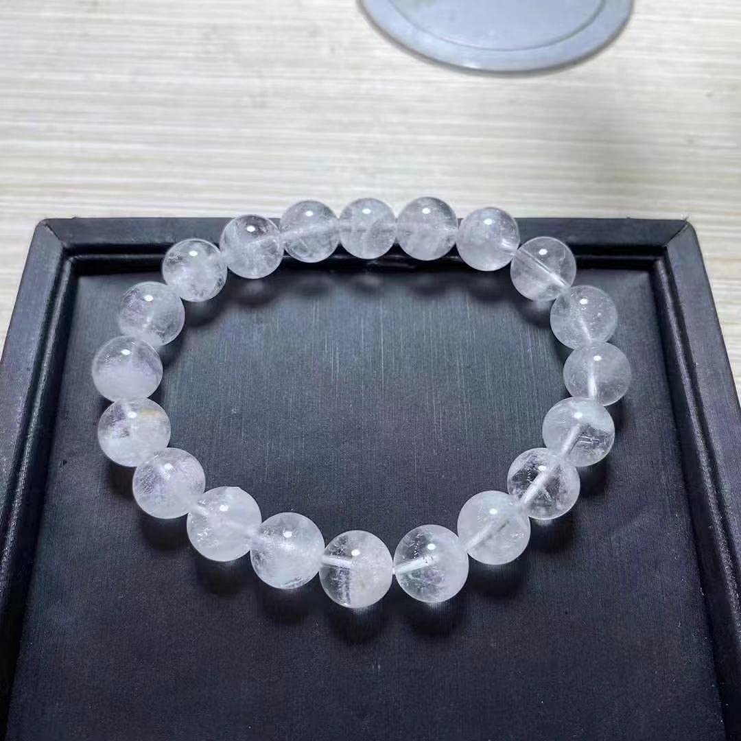 12 mm naturalny kryształowy okrągły koralik czysta naturalna biała bransoletka 1pc