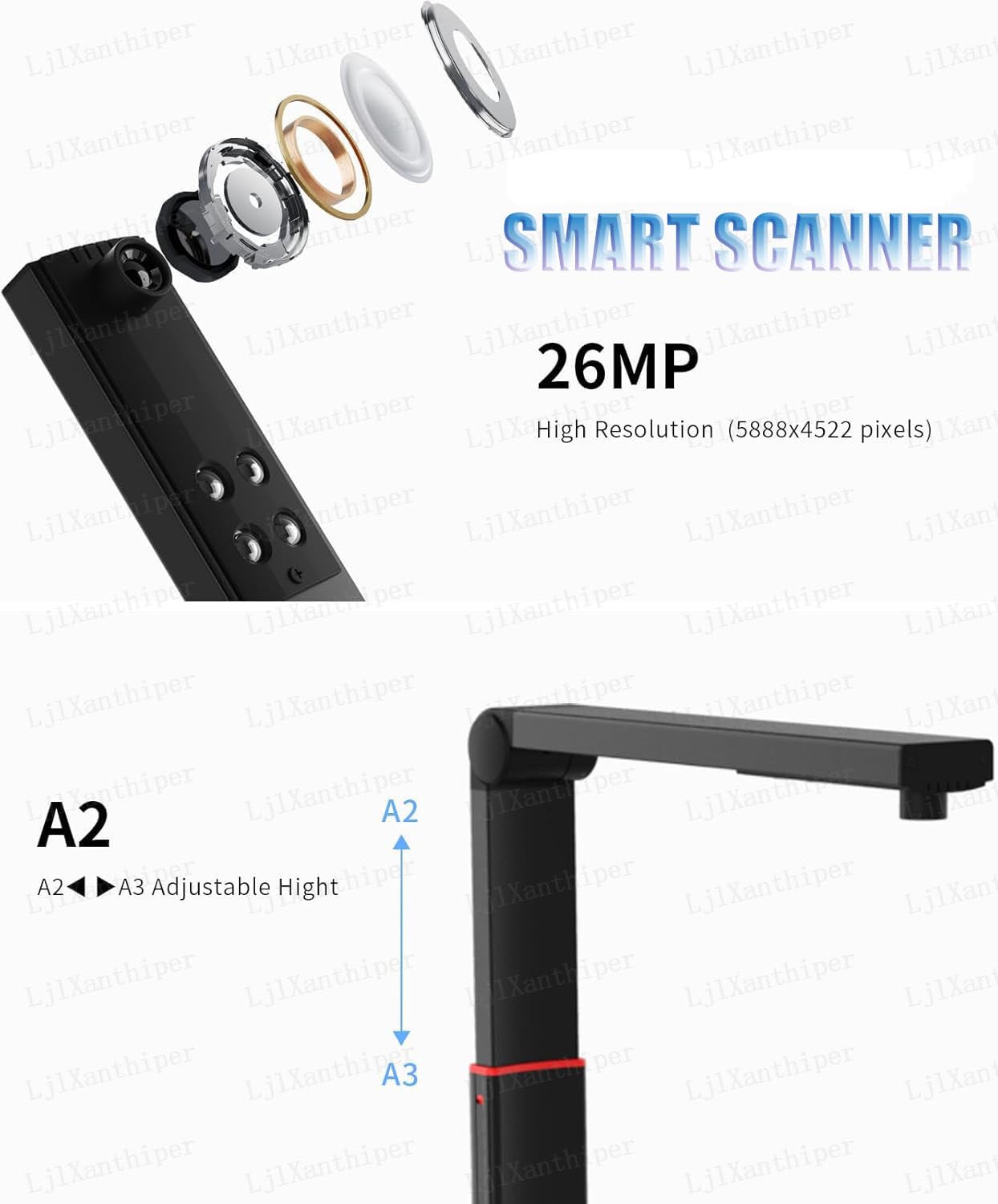 Escáner De Libros,13mp Escáner De Documentos A3 con Software Ocr para Macos Y Windows,Tecnología De Aplanamiento Automático,Alta Resolución,para Escaneo Personal Y Oficina