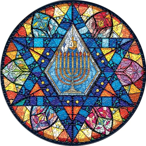 Springbok Star of David Puzzle Redondo de 500 Piezas para Adultos | Rompecabezas Hannukah con Piezas de Corte Único, Hecho en USA, Materiales Ecológicos con Estrella de David en Vidrio Templado miniatura 6