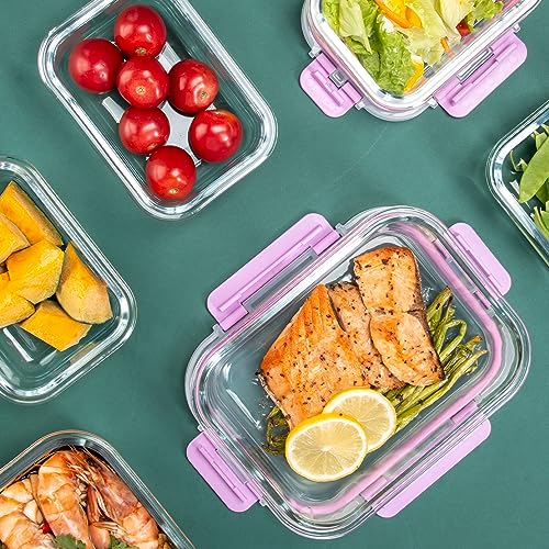 C CREST Airtight Food Storage Glass Containers with Locking Lids- 5 Large (32oz) and 5 Small (12oz), Leak-proof