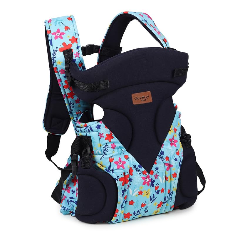 Image of Chinmay Kids Baby Carrier Kangaroo Toddler Sling Wrap Portable Infant Hip Seat Baby Carrier (Sky Blue, Back Carry)
