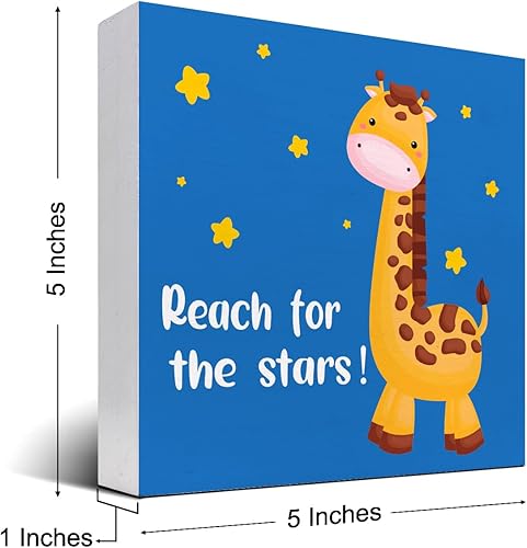 Miniatura 2 de Letreros de madera inspiradores para niños, caja de madera con texto en inglés "Reach for the Stars", decoración de escritorio, decoración de