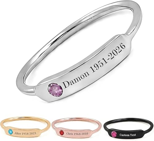 Personalized Name Ring with Birthstone - gift idea