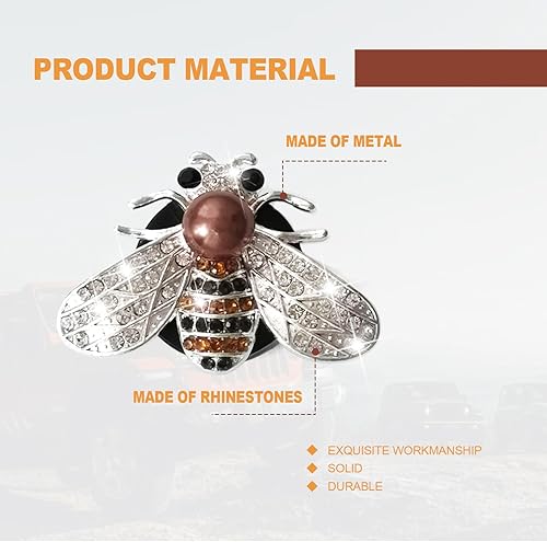 Miniatura 3 de 2 clips de ventilación de abeja brillantes, clip de ventilación para difusor de automóvil, decoración interior de automóvil con diamantes de