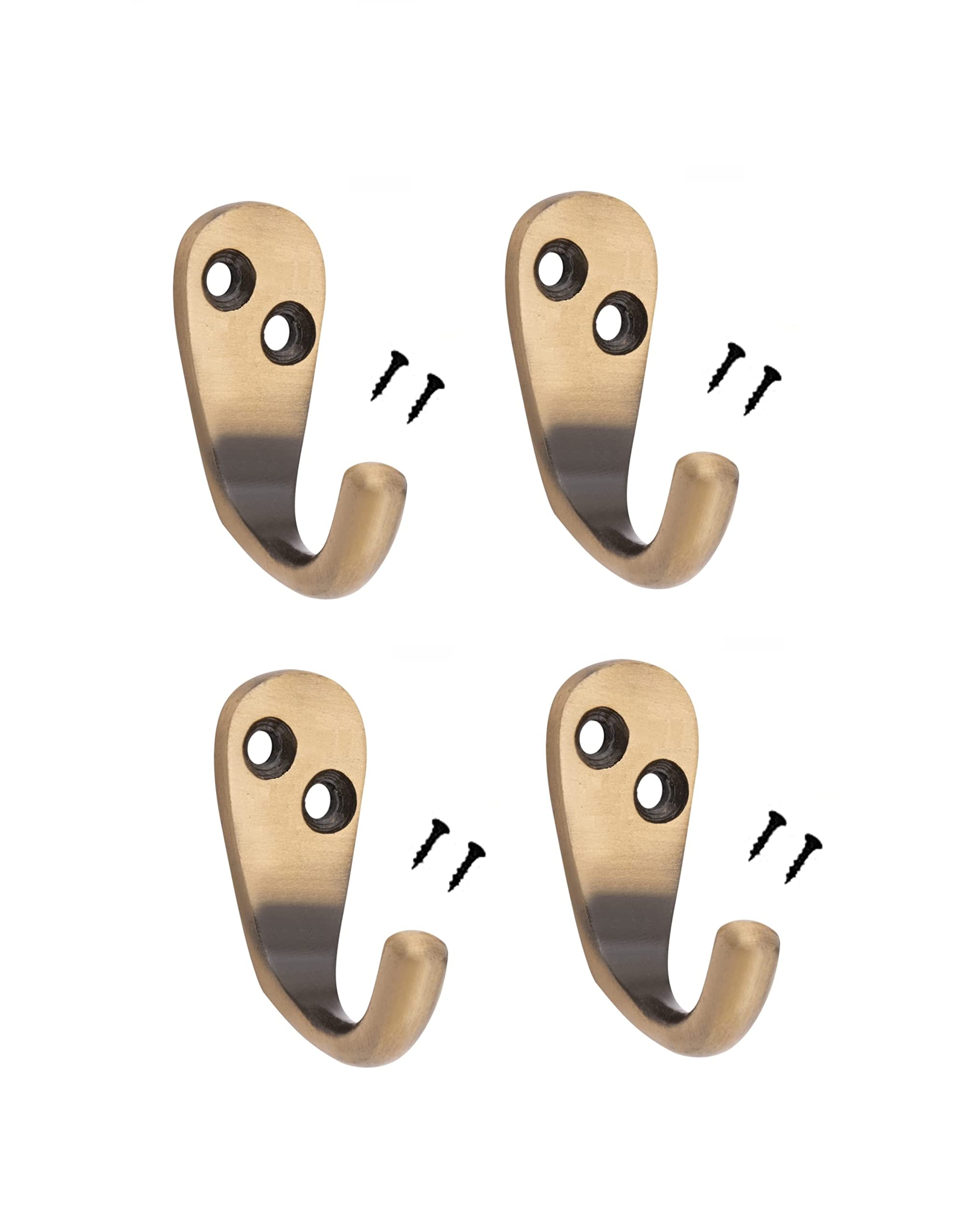MHS Brass Made Multipurpose Decorative Wall or Door Hooks HangerMounted with Screws (J Type Antique Brass, Pack of 8)