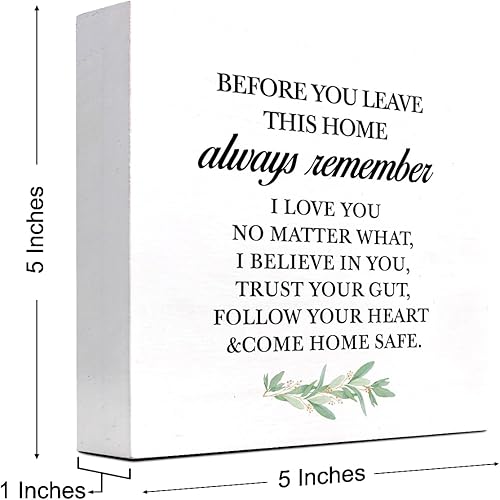Miniatura 2 de Letreros divertidos de madera con texto en inglés "Before You Leave This Home" para dormitorio, oficina, casa de campo, estante de pared, decoración