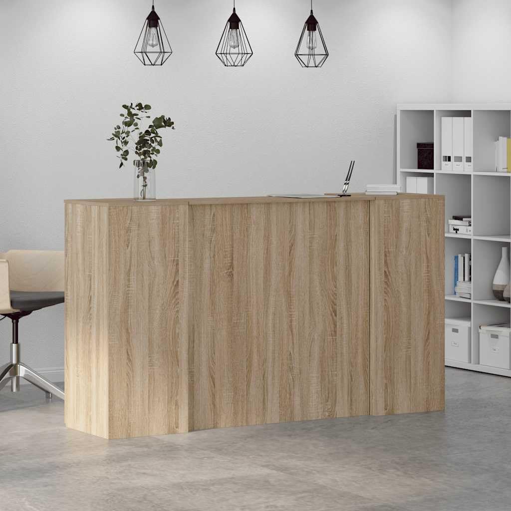 Empfangstheke Sonoma-Eiche 180x50x103,5 cm Holzwerkstoff Set | Dreiteiliger Counter mit viel Stauraum für Büro, Praxis und Salon. Robustes Material in Sonoma-Eichen-Optik.