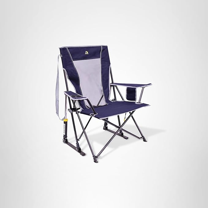 GCI Outdoor Comfort Pro Rocker Collapsible Rocking Chair & Outdoor Camping Chair, Indigo Blue