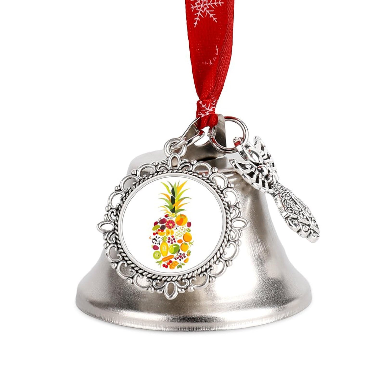 Fruit Pineapple Funny Christmas Bell Ornament Cute Xmas Tree Hanging Pendant Decoration for Holidays Party
