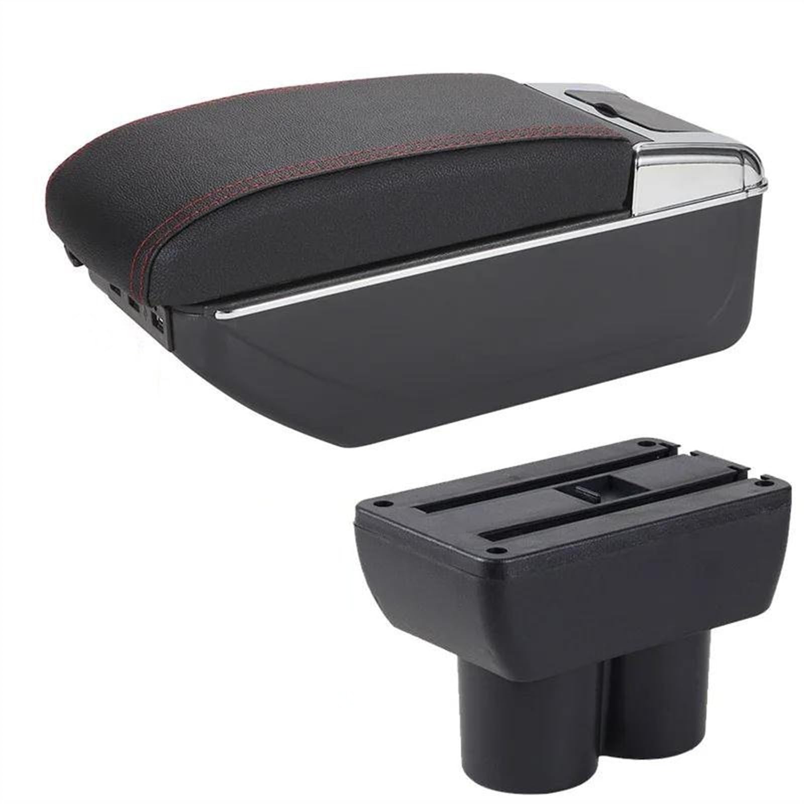 NOHEEU Car Center Console Armrest Box Storage For Jimny JB23 JB43 1999-2017(A1 Black red 7USB)