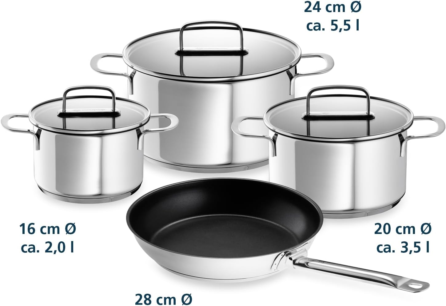 Schulte-Ufer Industar Diamas-Pro 163059-28 Saucepan Set 4 Pieces Stainless Steel Including Test Winner Frying Pan Industar Diamas-Pro (163059-