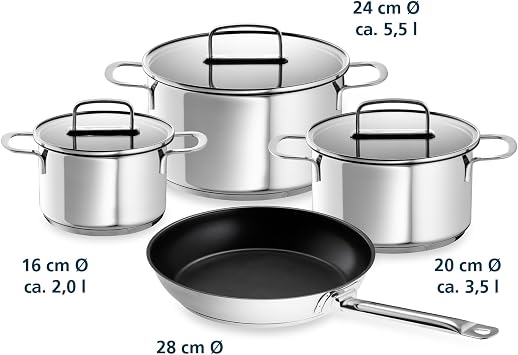 Schulte-Ufer Industar Diamas-Pro 163059-28 Saucepan Set 4 Pieces Stainless Steel Including Test Winner Frying Pan Industar Diamas-Pro (163059-