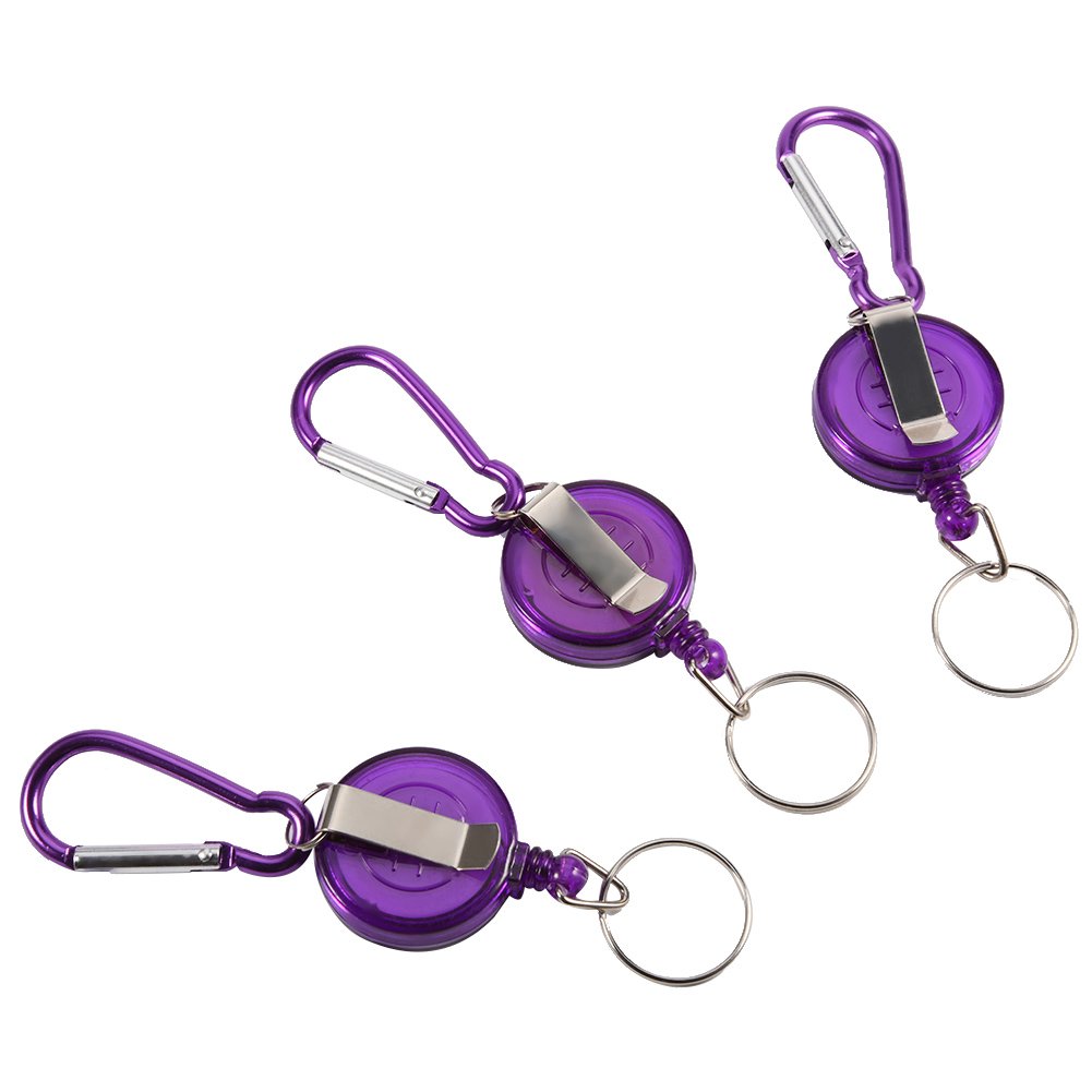 Ritoeasysports Purple Pack Of 3 Retractable Key Chain,Telescopic Key Chain For Id Card Key Keychain Badge Holder(Purple) Fishing Rods And Accessories Nurse Badge Holder Retractable Reel