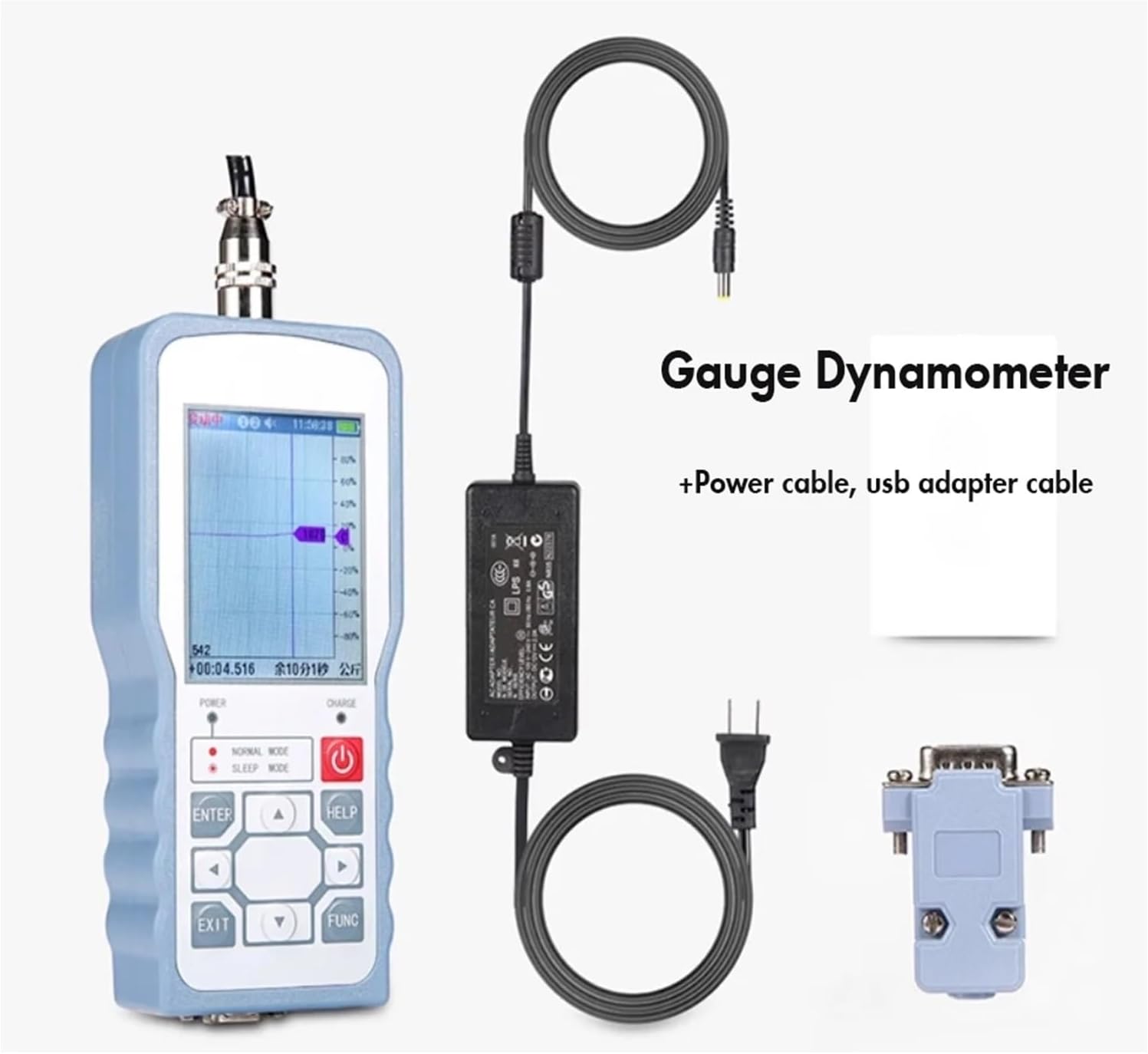Digital Force Gau Push Pull Dynamometer With External Load Cell Sensor, Peak/Track Mode for Heavy-Duty Tasks(Force Gauge-HB9)