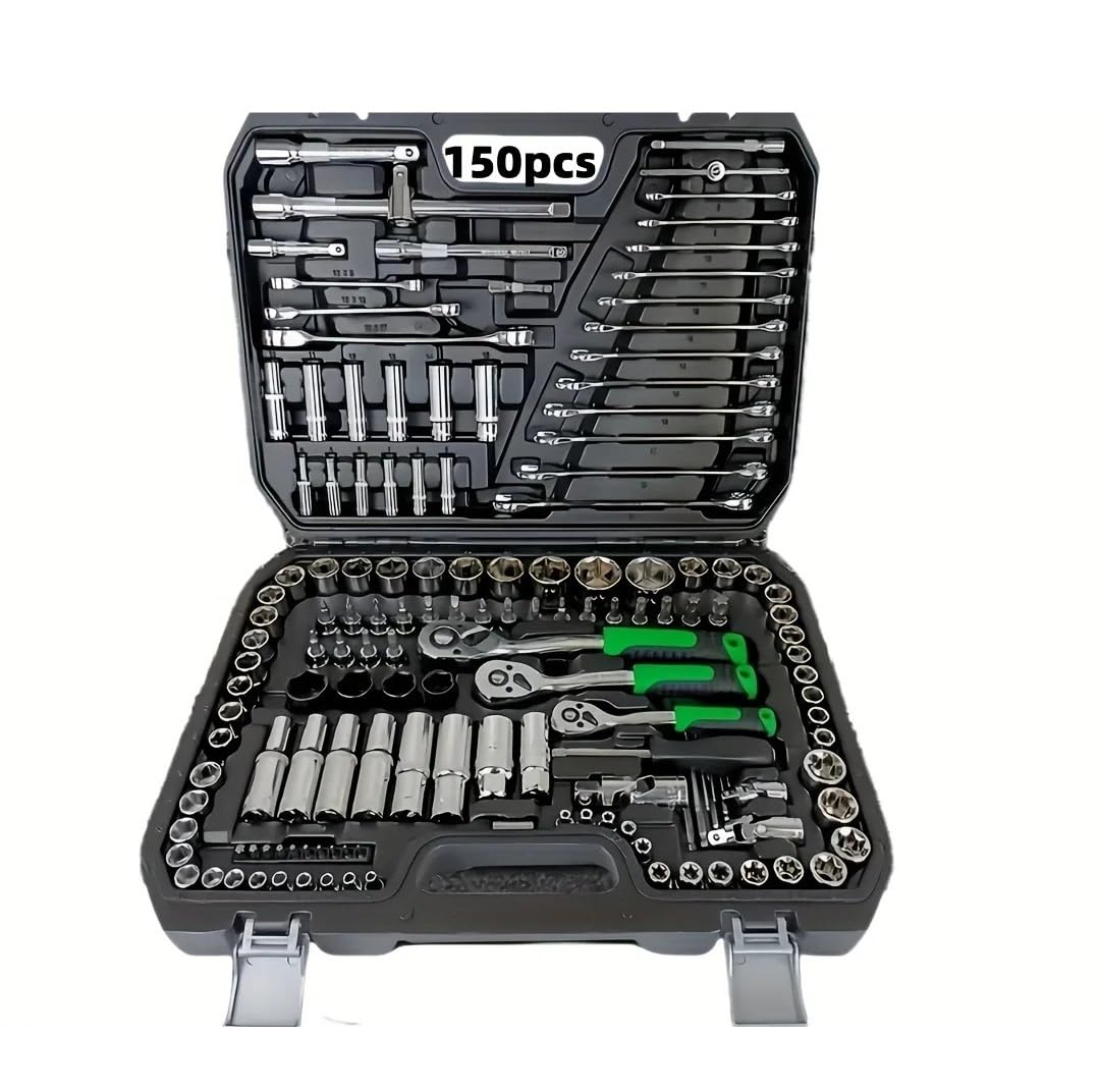 Khfgdhg 150Pcs Auto Mechanical Repair Tool Set Multifunctional With Socket Wrench And Ratchet Set Diy Auto Repair Mechanical Toolkit(150Pcs)