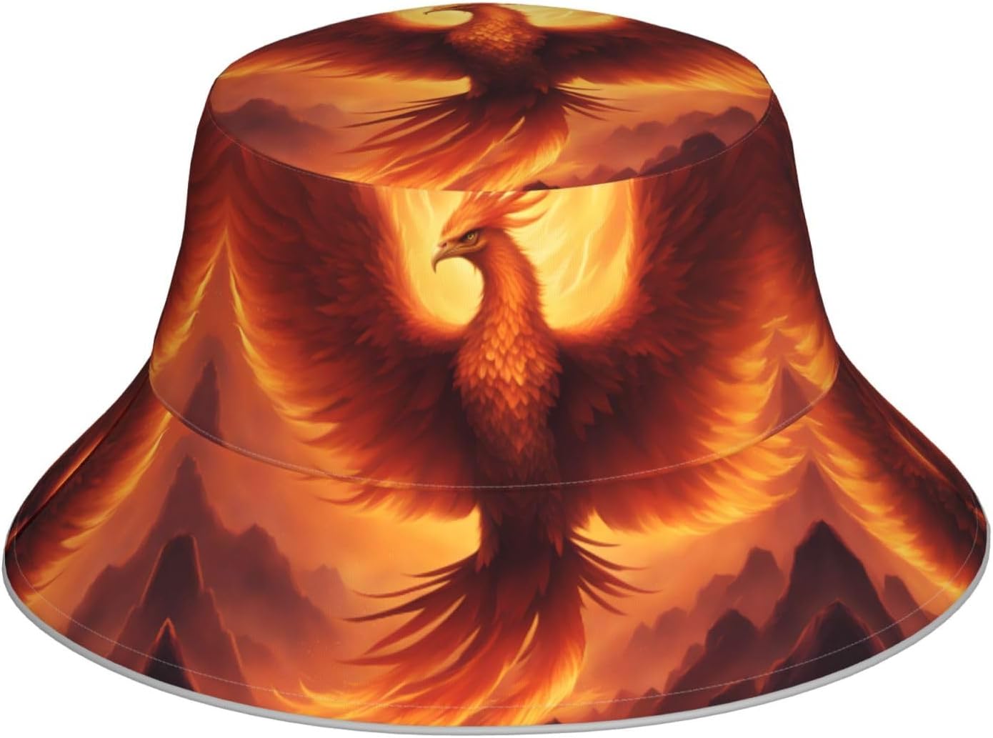 Bucket Hat with Unique Beautiful Phoenix Print Stylish Breathable Foldable Versatile Outdoor Accessory Black image 3