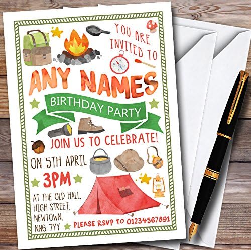 Camping Bonfire Personalized Childrens Party Invitations
