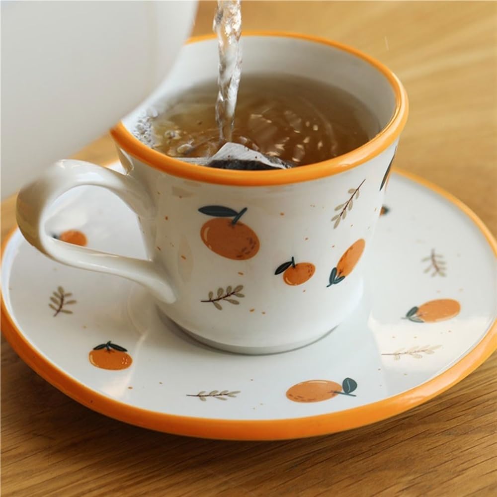 Ceramiczny zestaw kubków do kawy i spodków, kreatywny kubek do biura i domu, 200 ml do herbaty latte kubki na mleko
