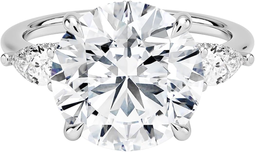 DAJEWELS 1-5 CT Moissanite Engagement Ring 3 Stone Prong Set for Women VVS1 VVS2 E-F Color Custom 925 Sterling Silver 10K 14K 18K Solid Gold Proposal Wedding Christmas Gift for Her