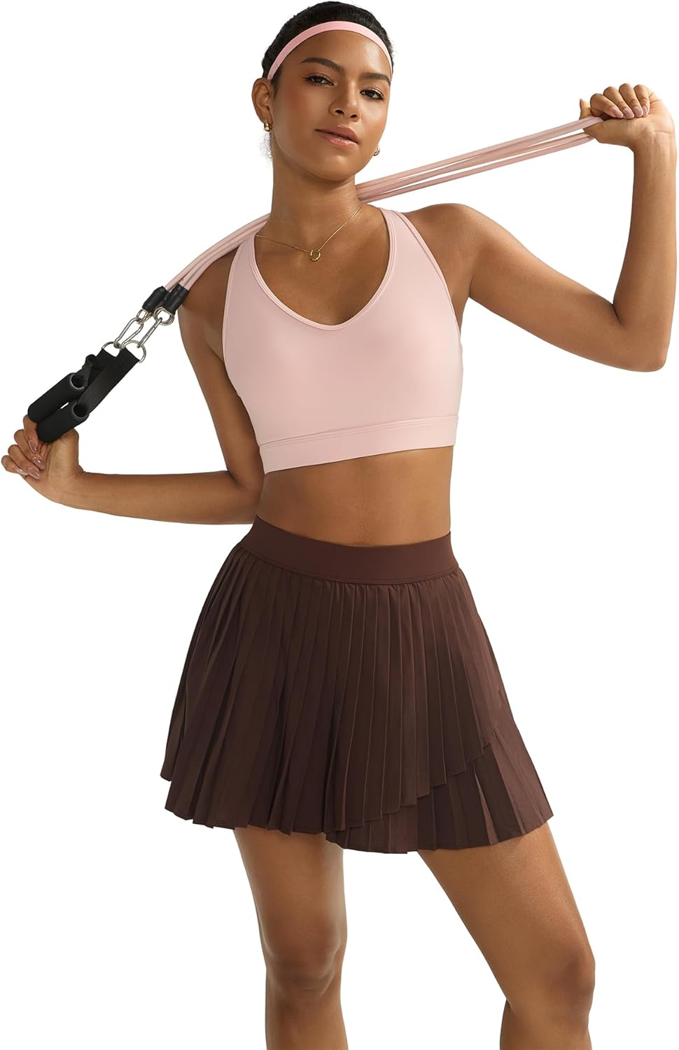 RUNNING GIRL Sports Bras for Women High Support, V Neck Molded Cup High Impact Sports Bra with Sewn in Pads - Image 3