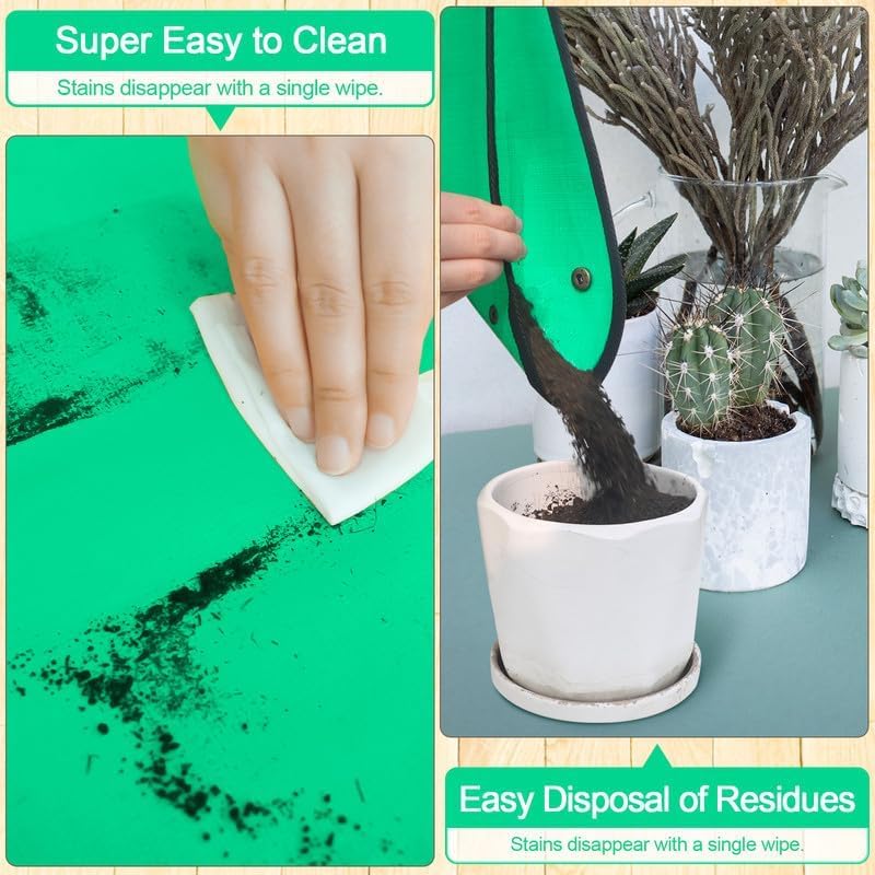 Image of 100x100 cm Gardening Mat for Plant Transplanting and Mess Control Thickened Waterproof Potting Tray Succulent Potting Mat Portable Gardening Mat Plant Gifts for Women Men 39.5x39.5 inch Green