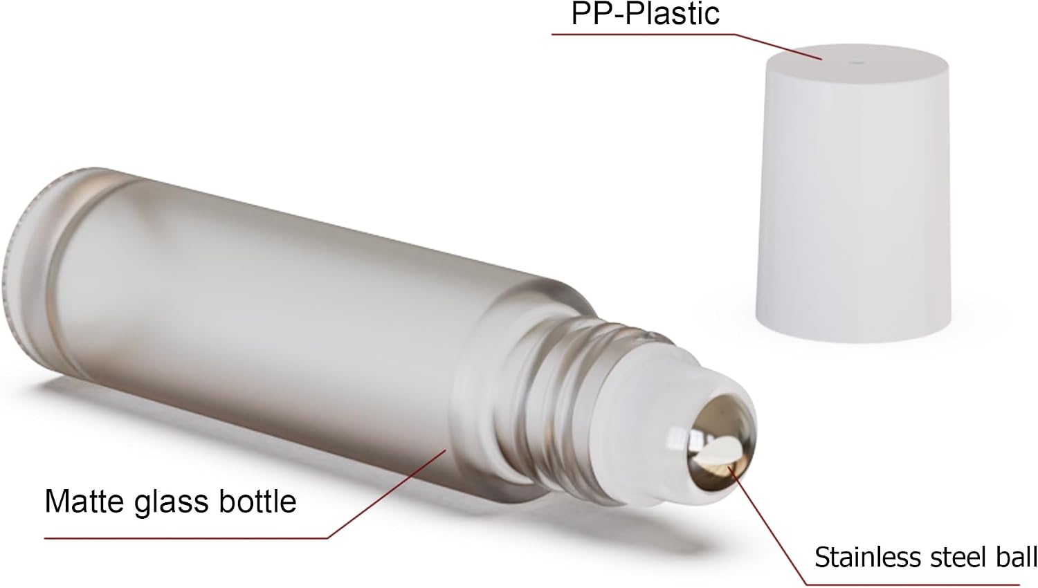 8 Pack of 0.34 Oz (10ml) Essential Oil Roller Bottles - Refillable, Leak-proof Frosted Glass Roll-on Bottles with Stainless Steel Roller Balls