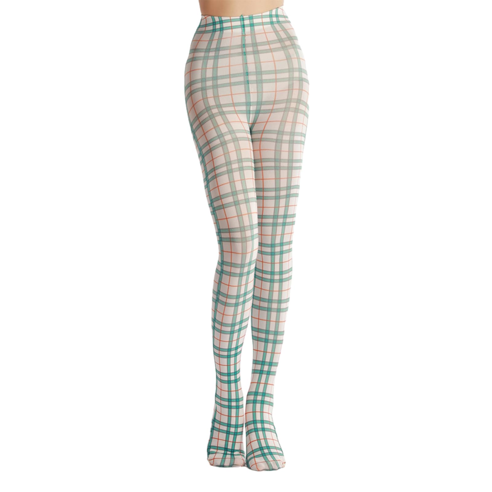 Uqezagpa Unisex Green Women Long Plaids Print Thigh High Body Stockings Colour Socks Pantyhose Tights Lingerie High Waist Plaids Hosiery And Unique Leggings