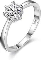 Anéis de noivado Uloveido clássico platinado/ouro rosa folheado redondo brilhante zircônia cúbica solitário de corte redondo J002 Prata