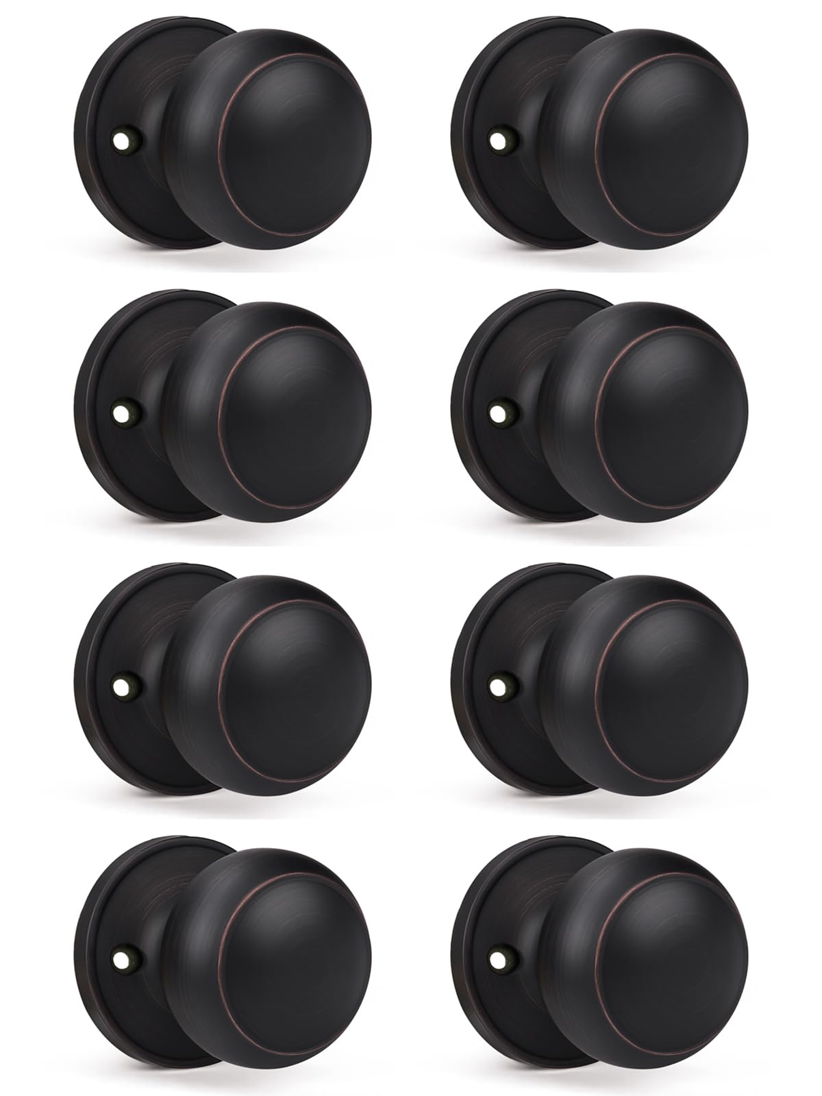 KNOBWELL 8 Pack Bronze Closet Door Knobs Dummy Door Knob, Individual Dummy Door Knob Single Side, Oil Rubbed Bronze Interior Door Knobs, Easy