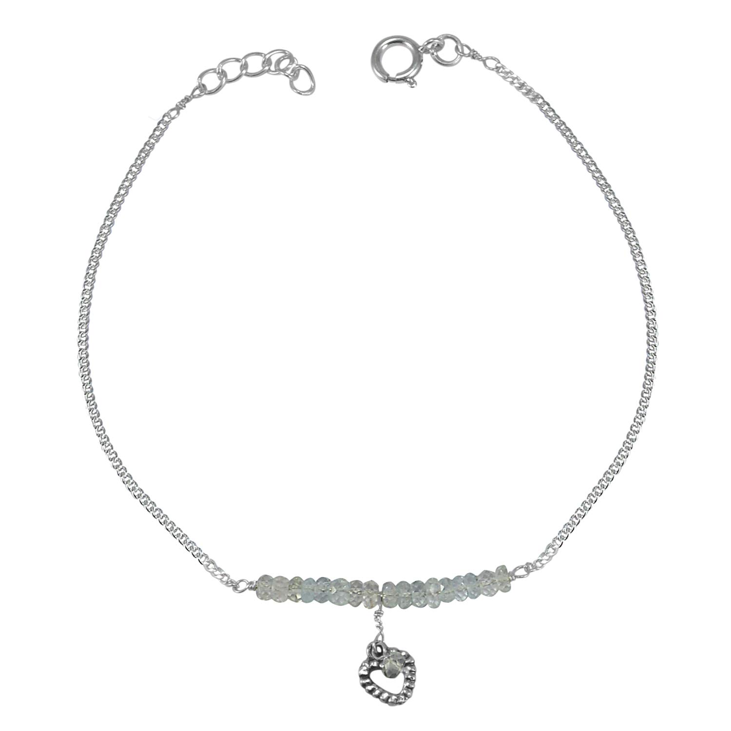 Natural Aquamarine Gemstone Anklet 925 Sterling Silver Beaded Anklet For Women & Girls-image-22