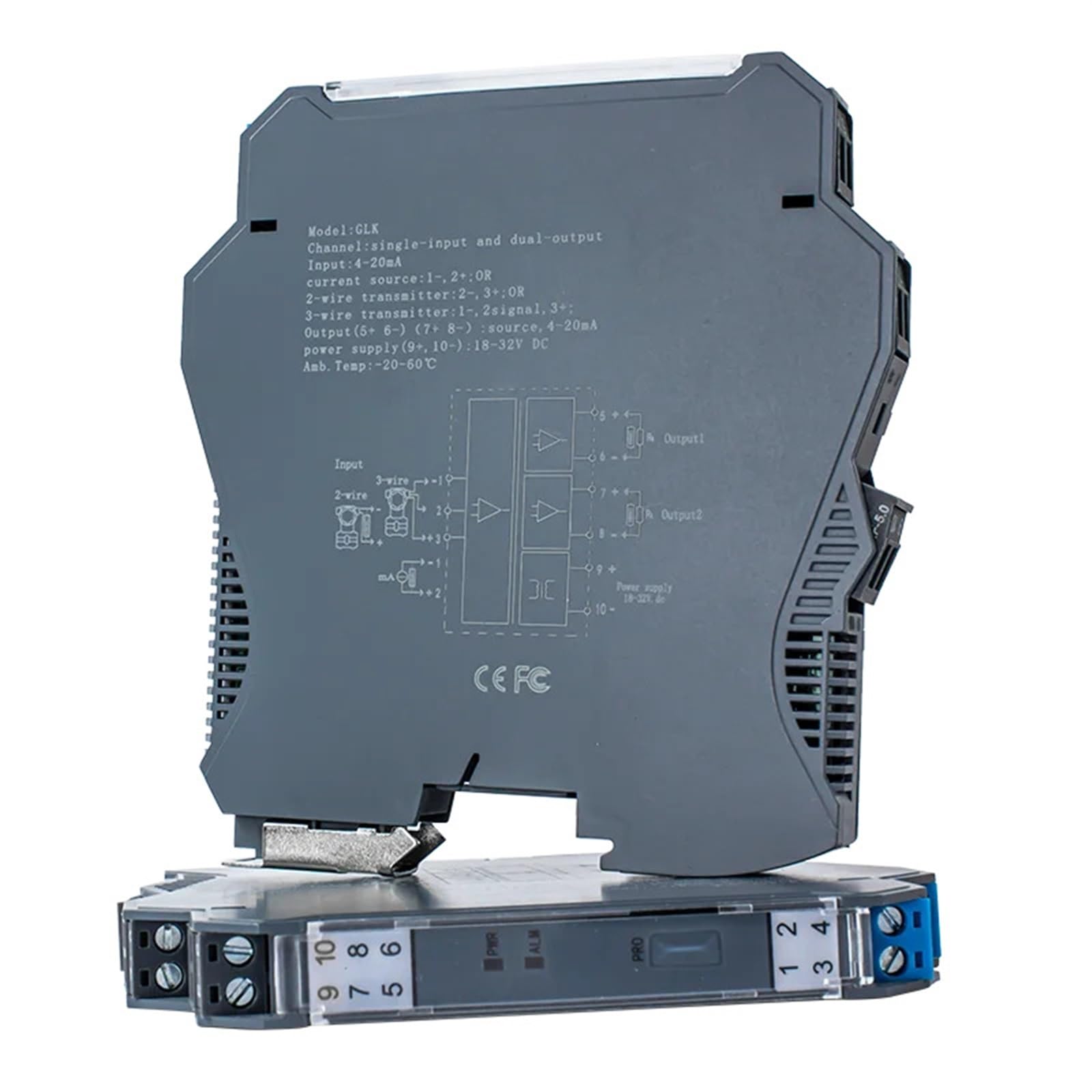 1 Uds convertidor de señal analógica 4-20ma a 0-10V 0-5V aislador de señal 35MM DIN Rail Voltaje Corriente acondicionador de señal GLK(1IN3OUT,Output 4-20MA_Input 4-20MA_DC24V)