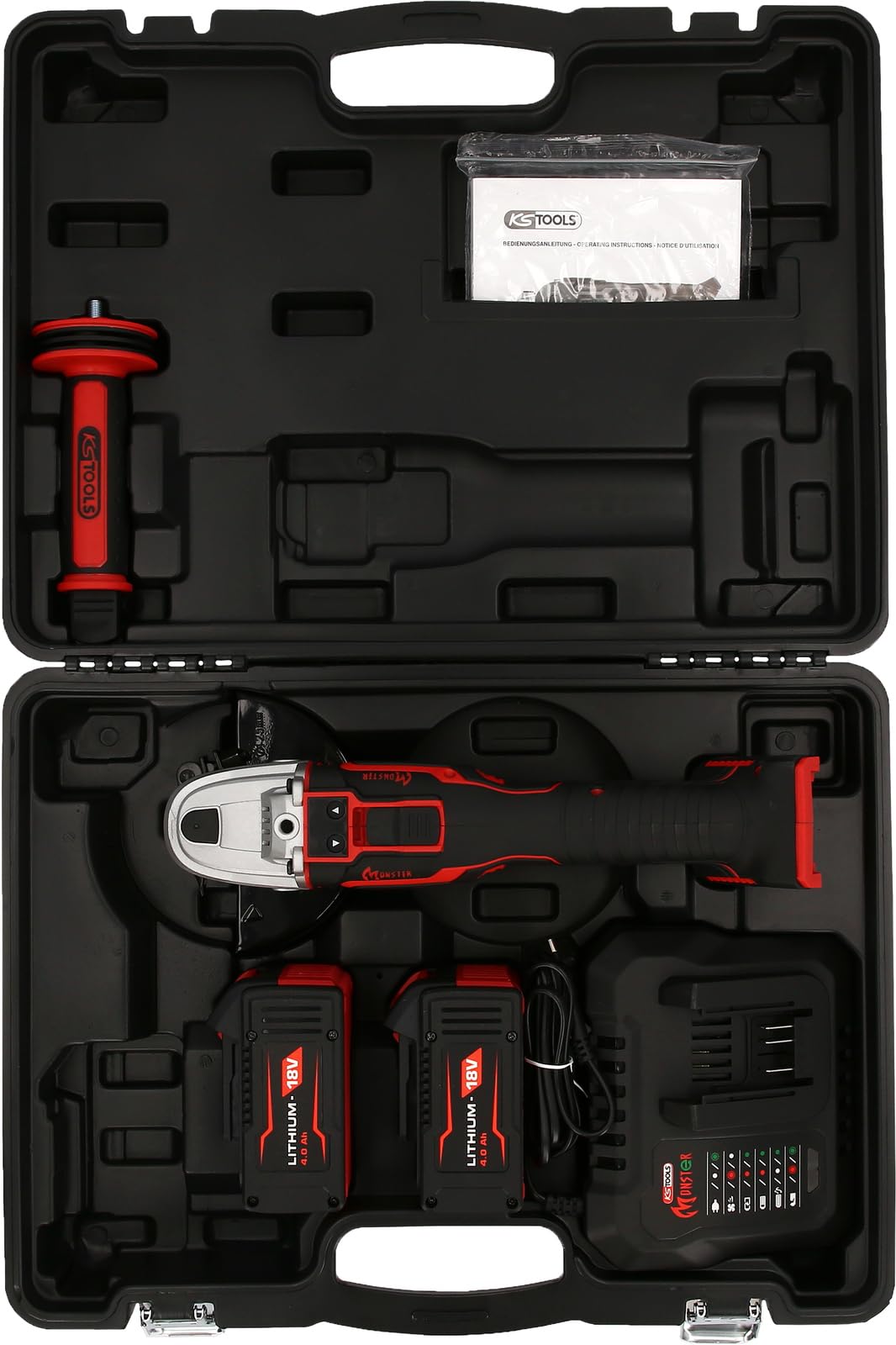 KS Tools 515.6200 eMONSTER Brushless-Akku-Winkelschleifer-Satz, 4-tlg