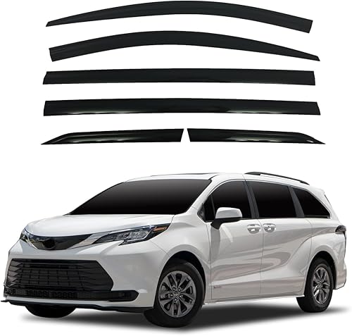 AUTOCLOVER Juego de 6 viseras laterales compatibles con Toyota Sienna 2021 2022 2023 Deflector de protecciĂłn de canal exterior Safe Rain (negro) AUTOCLOVER Juego de 6 viseras laterales compatibles con Toyota Sienna 2021 2022 2023 Deflector de protecciĂłn de canal exterior Safe Rain (negro)