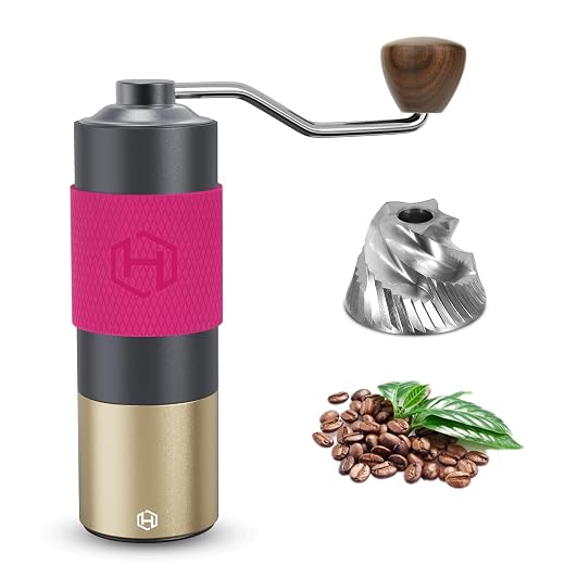 Manual Coffee Grinder - HEIHOX Hand Coffee Grinder with Adjustable Conical Stainless Steel Burr Mill, Capacity 30g Portable Mill Faster Grinding Efficiency Espresso to Coarse for Office, Home, Camping