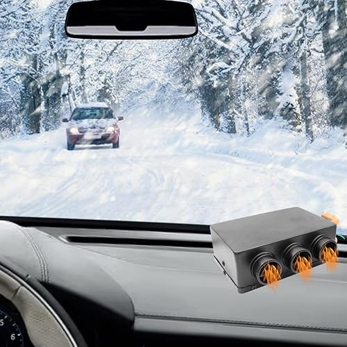 Miniatura 7 de Calentador de coche de 12 V, 50 W, portátil, ventilador descongelador, 3 puertos, descongelador, descongelador, calentador de ventilador de coche,