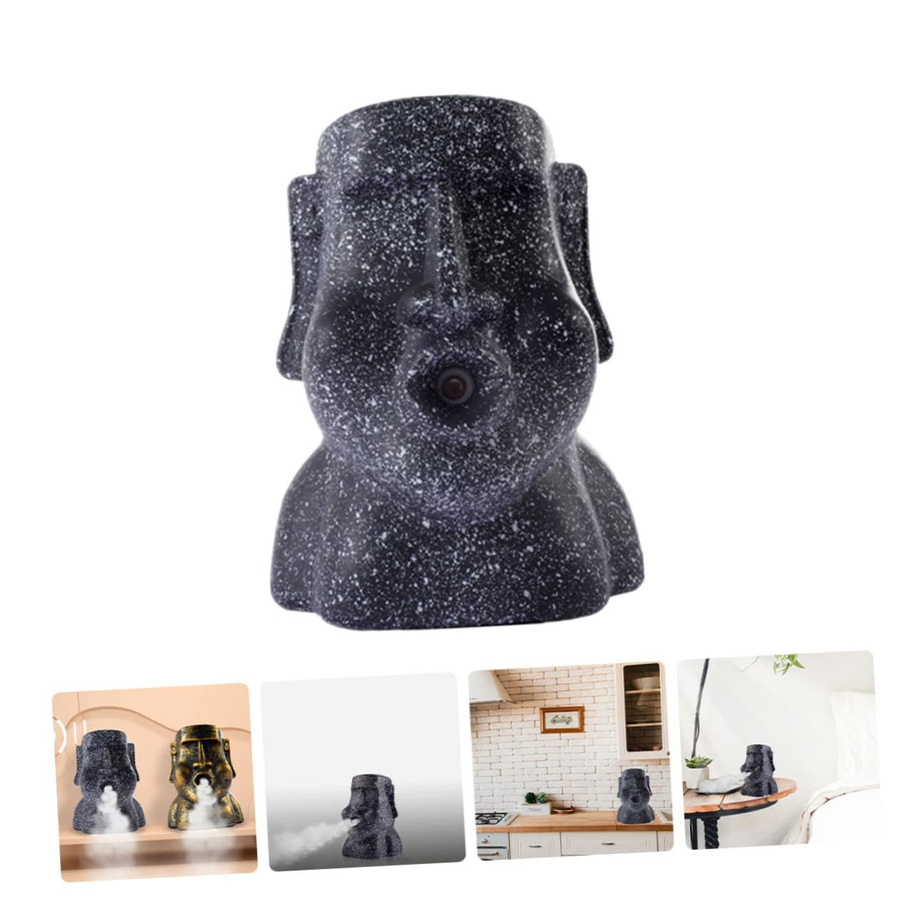 Umidificatore Diffusore a Forma di Statua Moai in Abs | USB Ricarica, Nebulizzazione Continua, Set 1 Pezzo, per Hotel e Coffee Store