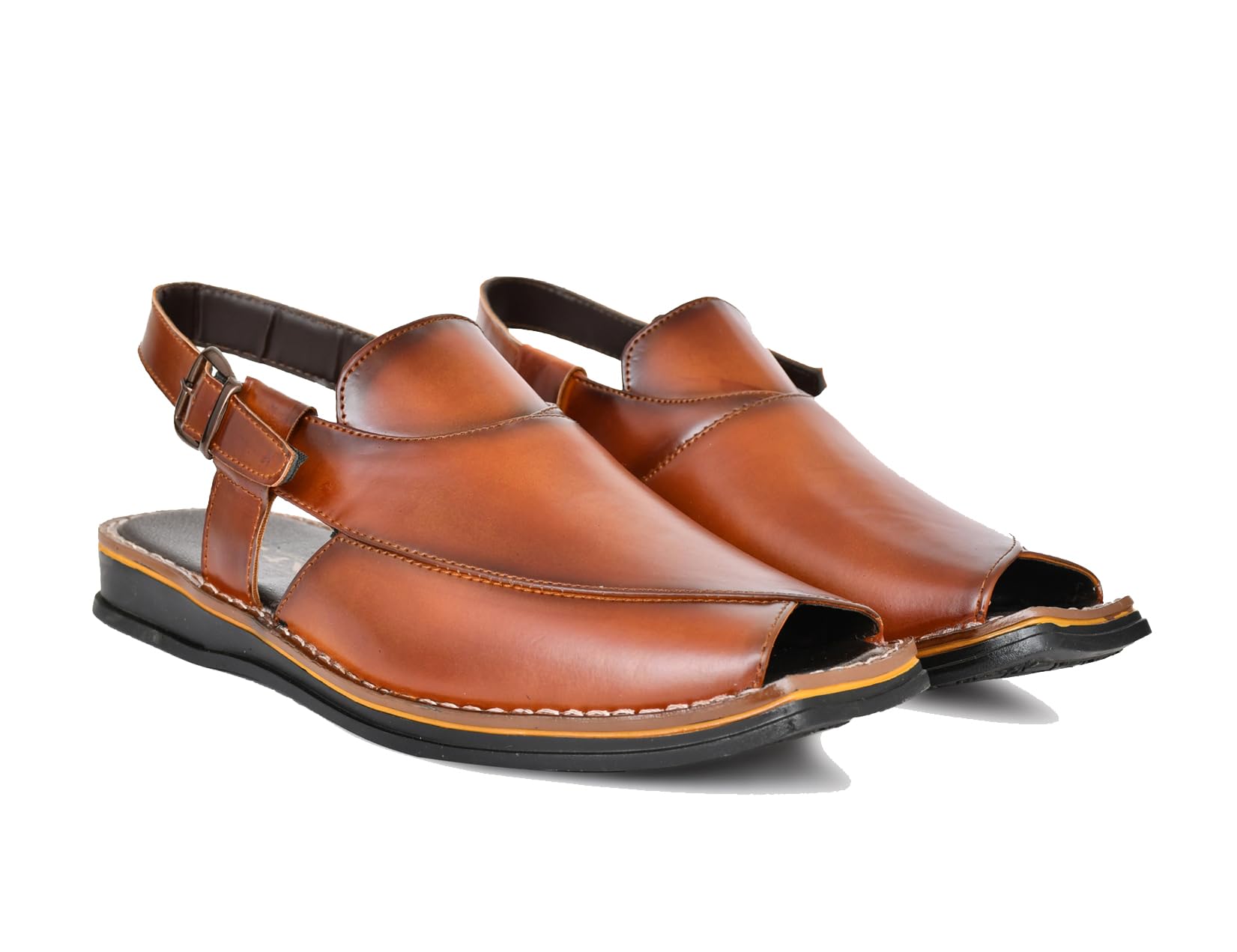 fav shoes Faux Leather Peshawari Ethnic Sandals for Men-picture-28