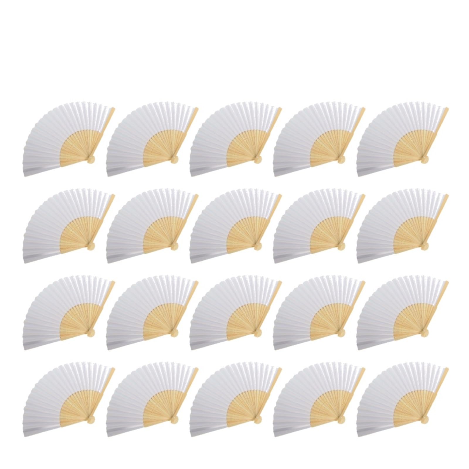 Papier-Faltfächer DIY Papier Faltfächer Kalligraphie Malerei Praxis Blank Weiß Faltfächer Hochzeitsgeschenke(20PCS Fan)