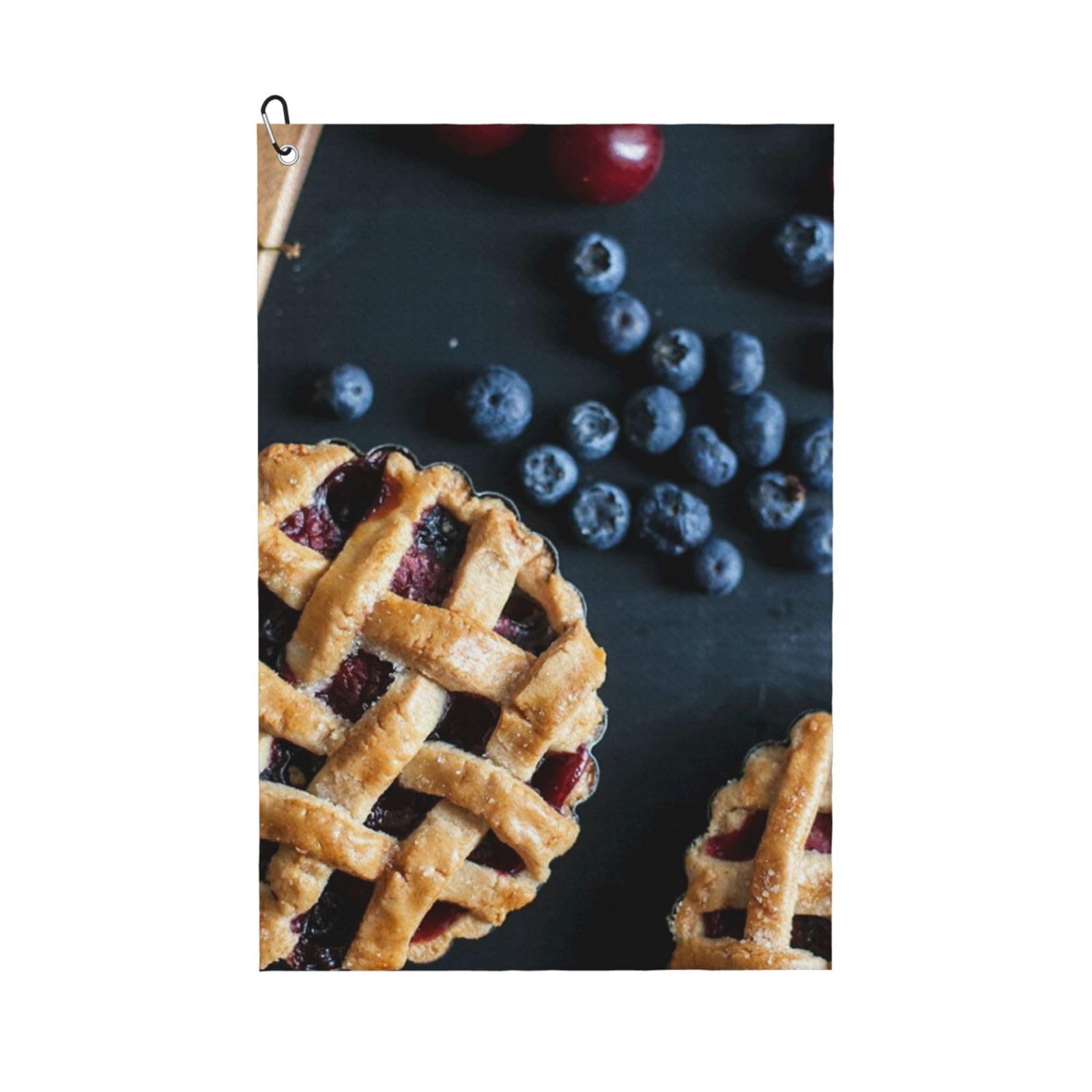 Hnnkloy Berry Pie, 16x24 in Portable Waffle Golf Towels with Carabiner Clip for Golf Bag