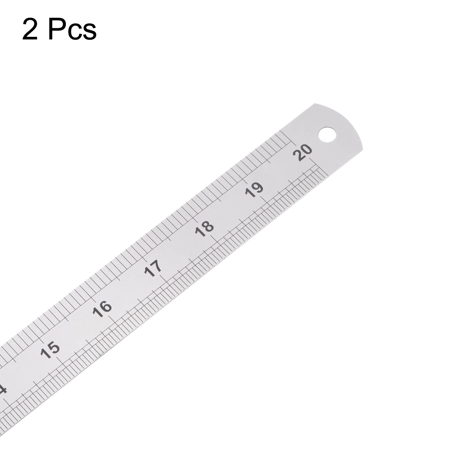 HARFINGTON 2 reglas de acero inoxidable de 50 cm, reglas de metal de 2.9 cm de ancho, herramienta de medición métrica de borde recto de graduación