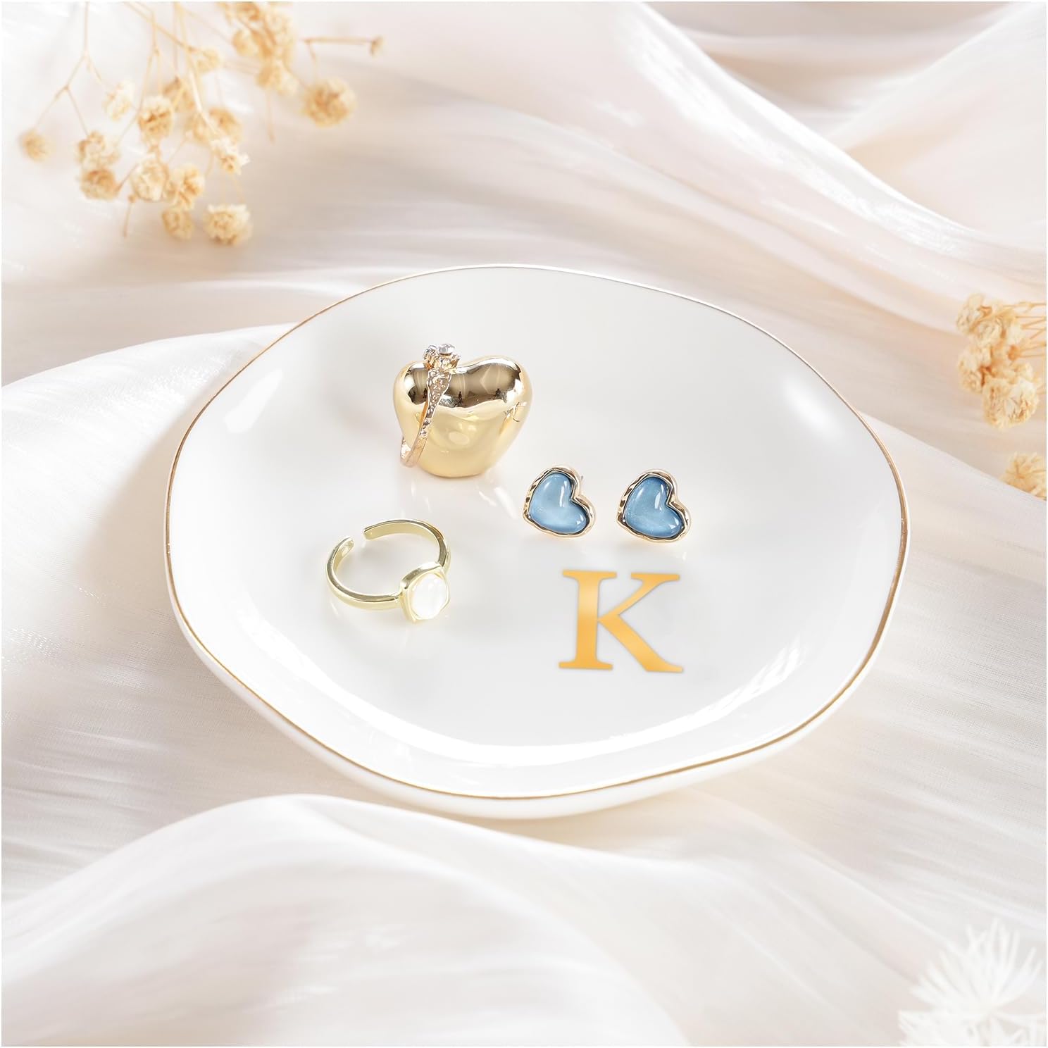 Lolalet Necklace Holder Organizer Bundle with Ceramic Jewelry Tray