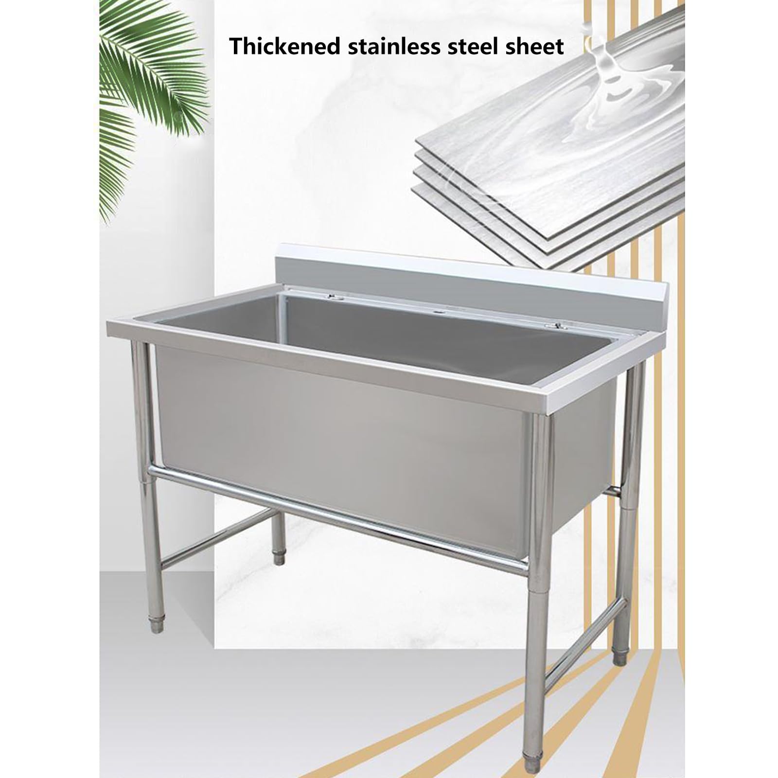 Lavandino per pavimenti, vasca professionale in acciaio inox per toelettatura cani - Lavandino per stazione di bagno per animali domestici per cani di taglia grande, medi,50cm/19.7in-100cm/39.4in
