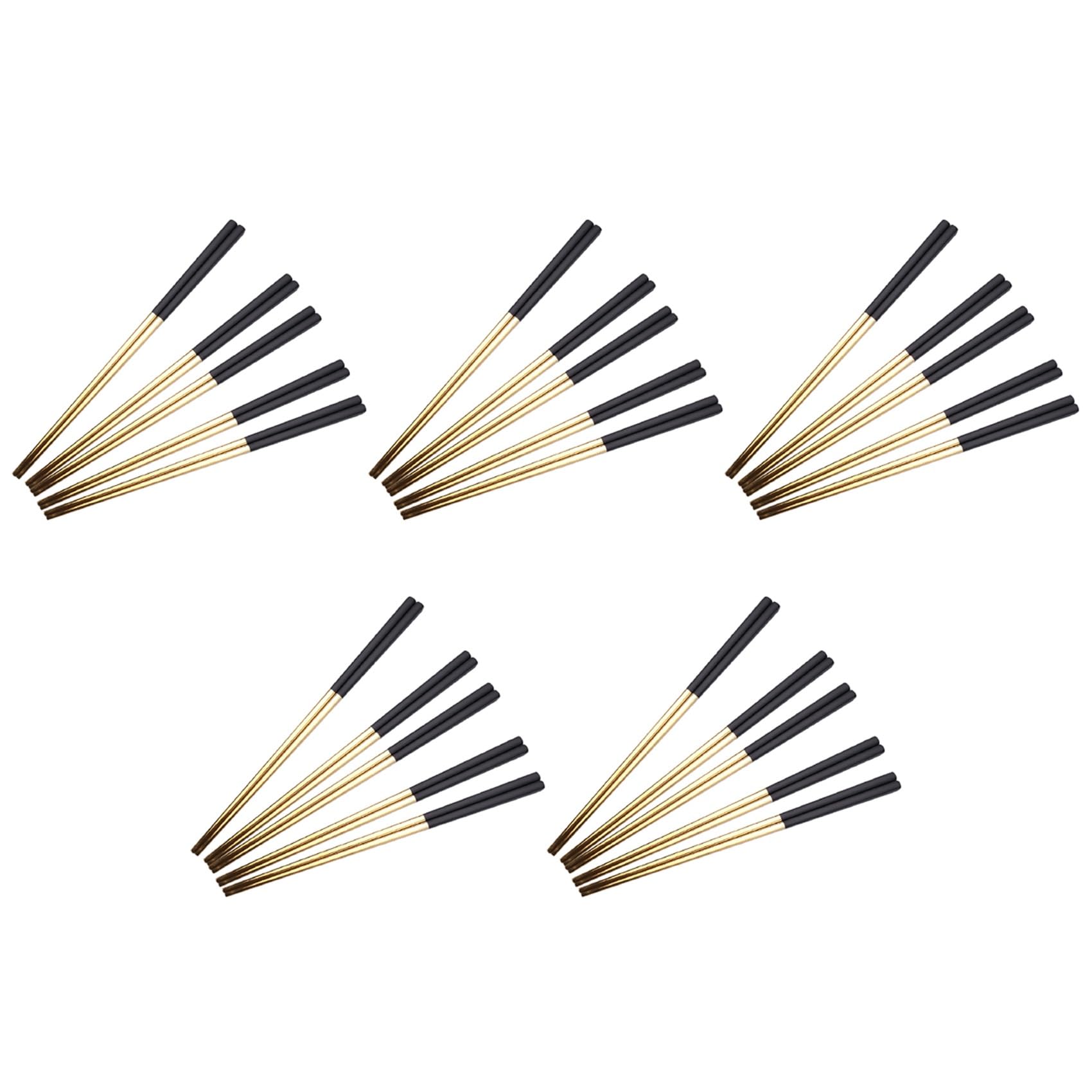 Pyatofly Juego de 25 palillos de acero inoxidable chino, conjunto en chino conjunto de palos de metal negro para sushi