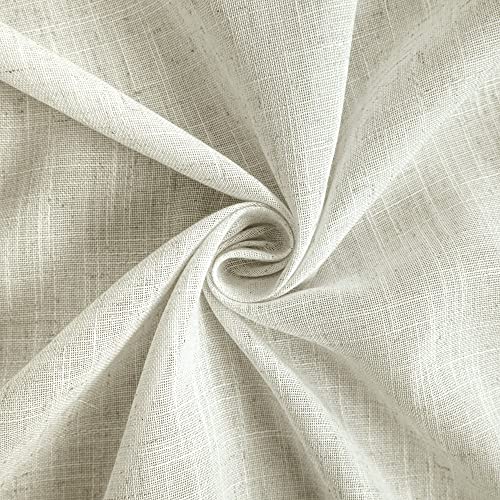 Koufall KF-HFM-DPCL-NATURAL-52X84 Farmhouse Curtains For Living Room,Window Linen Curtains 84 Inch Length 2 Panels Set,Tab Top Semi Sheer Light Filtering Country Boho Curtains For Bedroom Nursery,52X84 Inches Long,Neutral Cream thumb #2