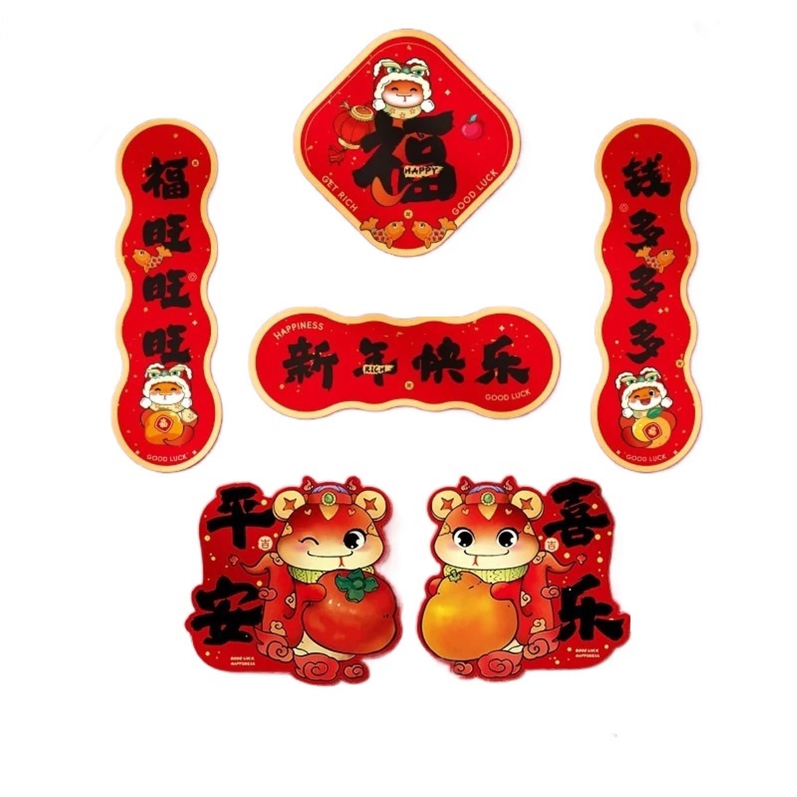 Cute Chinese New Year Fridge Magnets - Traditional God Of Wealth Cartoon Year Decorations(Color5)