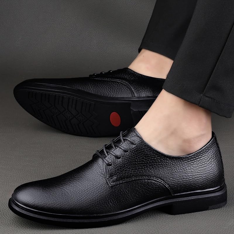 Men Formal Luxury Round Toe Shoes, Men Leather Party Wedding Dress Shoes, Stylish Men Lace-up Bean Shoes, Anti Slip Casual Flats Walking2