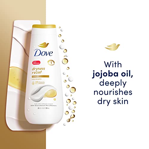 Dove Body Wash Dryness Relief Jojoba Oil 4 Count For Renewed, Healthy-Looking Skin Gentle Skin Cleanser With 24Hr Renewing Micromoisture 20 Oz #TOP2